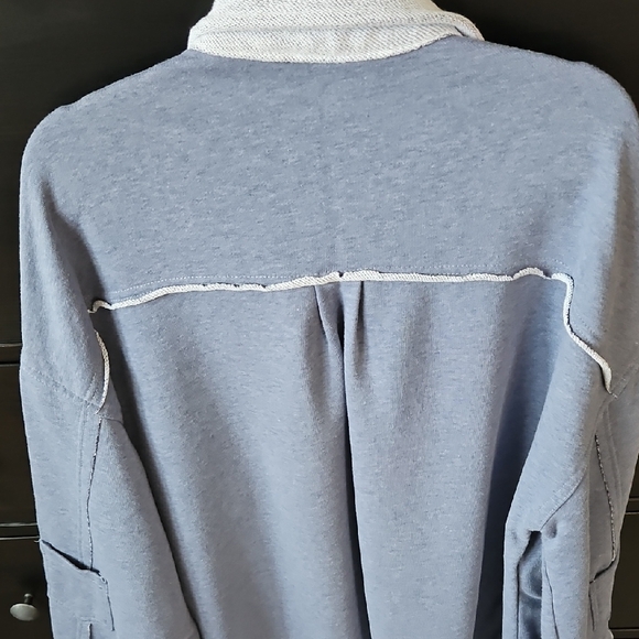 POL Mixed Media Shacket in Blue and Grey - Picture 7 of 8